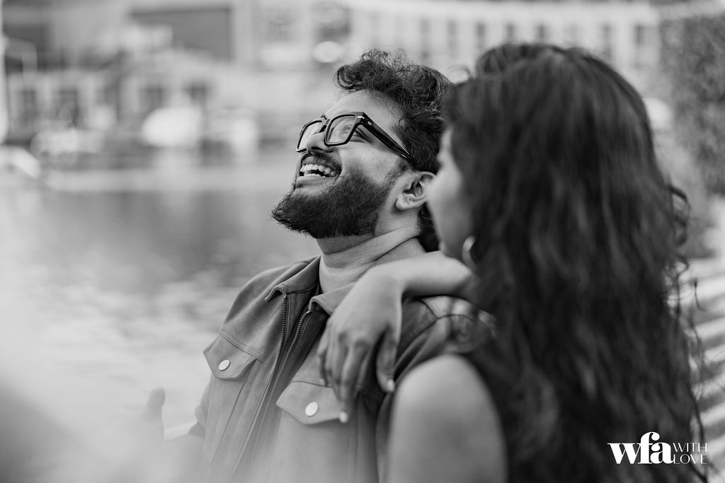 Joyful black and white moment